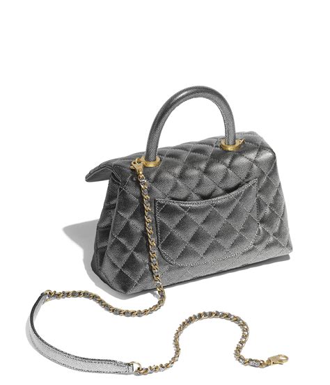 chanel metallic grained calfskin & gold metal|Flap bag with top handle, Grained calfskin & gold.